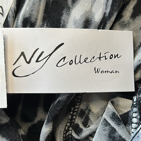 Women’s NY Collection Sheer Black Leopard Collared Button-Down Tunic Top Size 1X - Picture 12 of 14